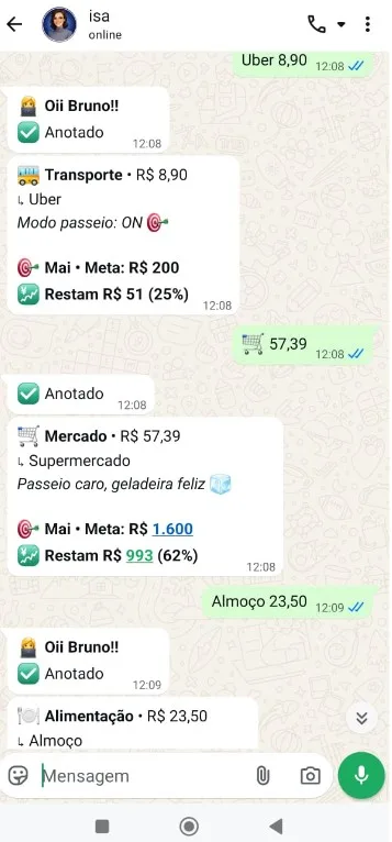 A inteligência financeira no WhatsApp.