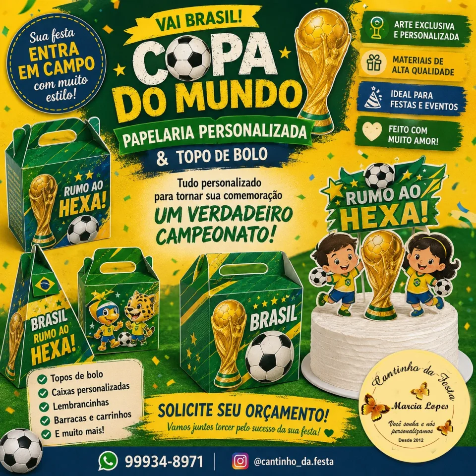 TRabalhamos com personalizados temáticos copa do mundo