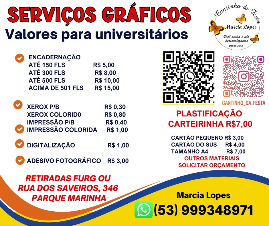 Gráfica Rápida com desconto para universitários da Furg Carreiros
