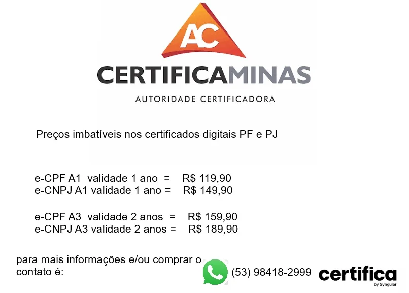 CERTIFICADO DIGITAL A1 e A3 Oferta!!!!